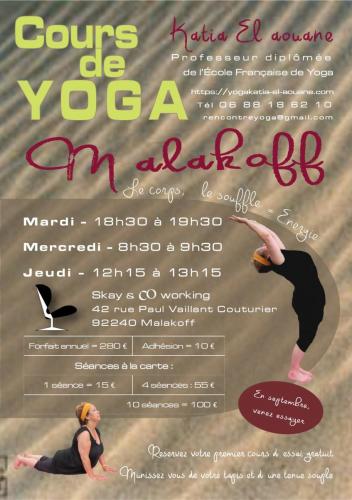 Tract Cours Yoga Katia El Aouane  Malakoff 